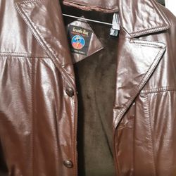 Sears Mens The Leather Shop Chestnut Brown Removable Liner Leather Jacket 42