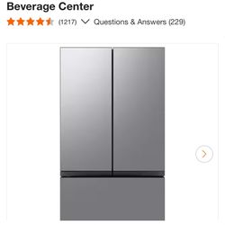 Samsung Bespoke 30 cu. ft. Standard Depth 3-Door French Door Smart Refrigerator in Stainless Steel with Beverage Center