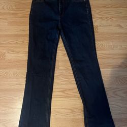 OAT NEW YORK Women's Dark Blue Bootcut Denim Jeans Button Zip Pockets