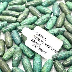 32 8x6mm Turquoise Beads 