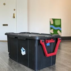 Black Huge Storage Bin/Container with Wheels and a Handle