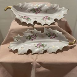 Andrea Vintage Porcelain Leaf Shaped Dishes