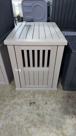 Bifanuo Dog House 30-Inch Dog Crate Furniture, Heavy Duty Dog Crate for Small Dog, Lockable Indoor Outdoor Dog Kennel & End Table, Decorative Plastic