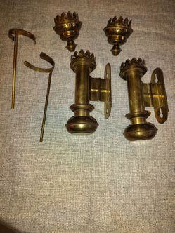 Used Vintage Brass & Glass Railway Train Carriage Wall Sconces *"*Not Glass***