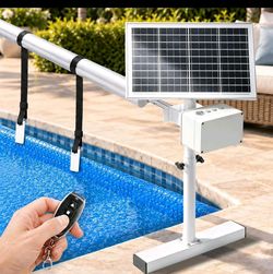 Solar-Powered Pool Cover Reel with Remote