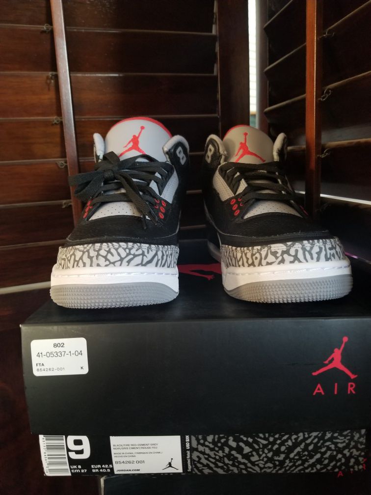 Nike Air Jordan 3 Retro Black Cement men's size 9 DS