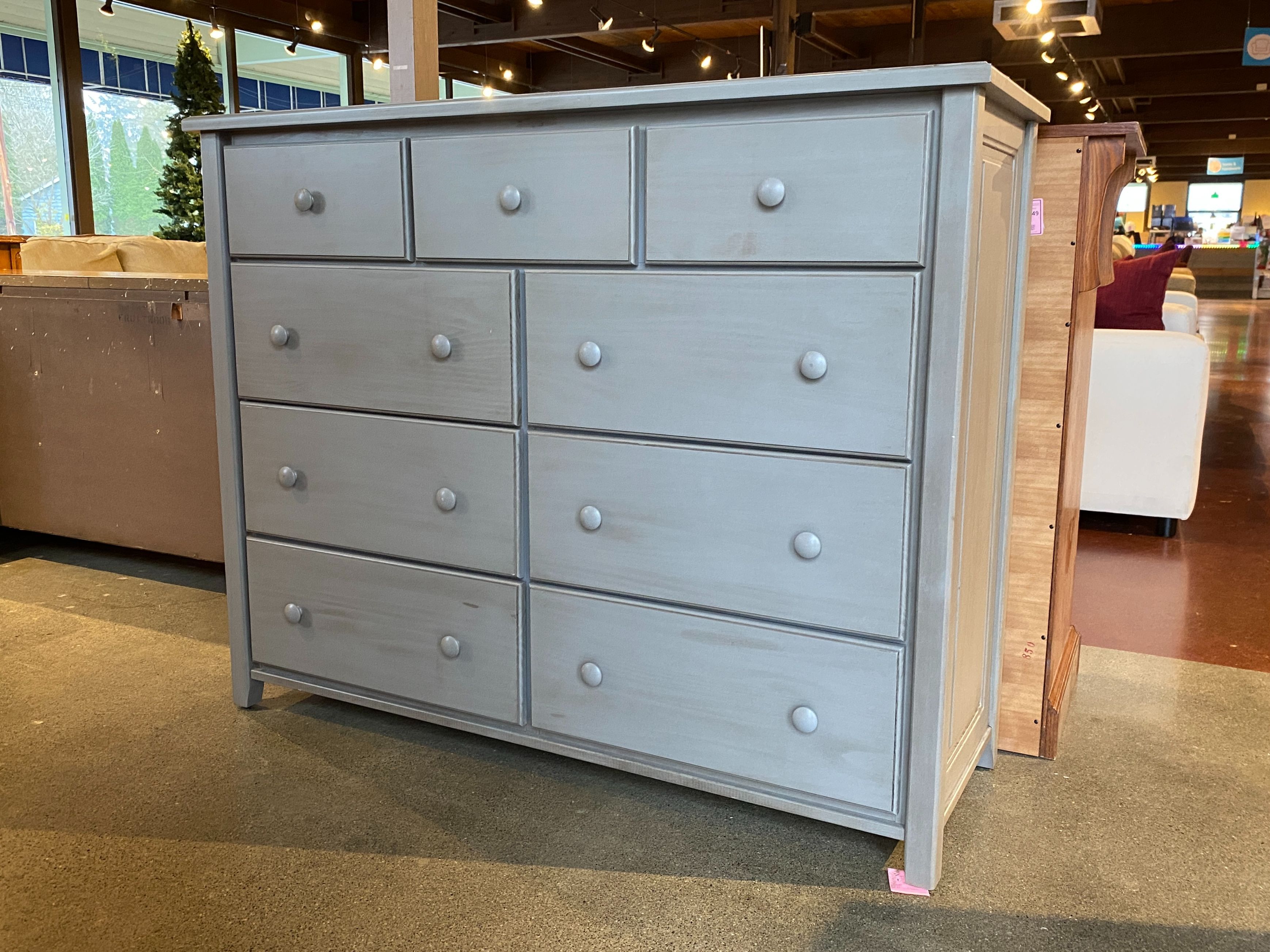 Cool Grey 9-Drawer Dresser w/ Glide Hardware