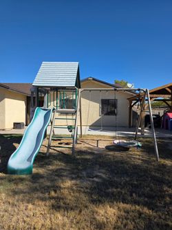 Kids Outdoor Swing Set with Slide
