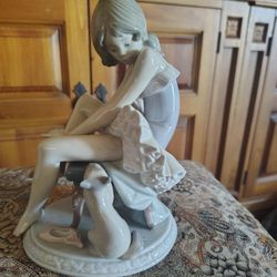 Lladro Ballerina Girl W/ Kitten #6895