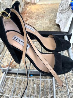Steve Madden Black Suede Ankle Strap Heels