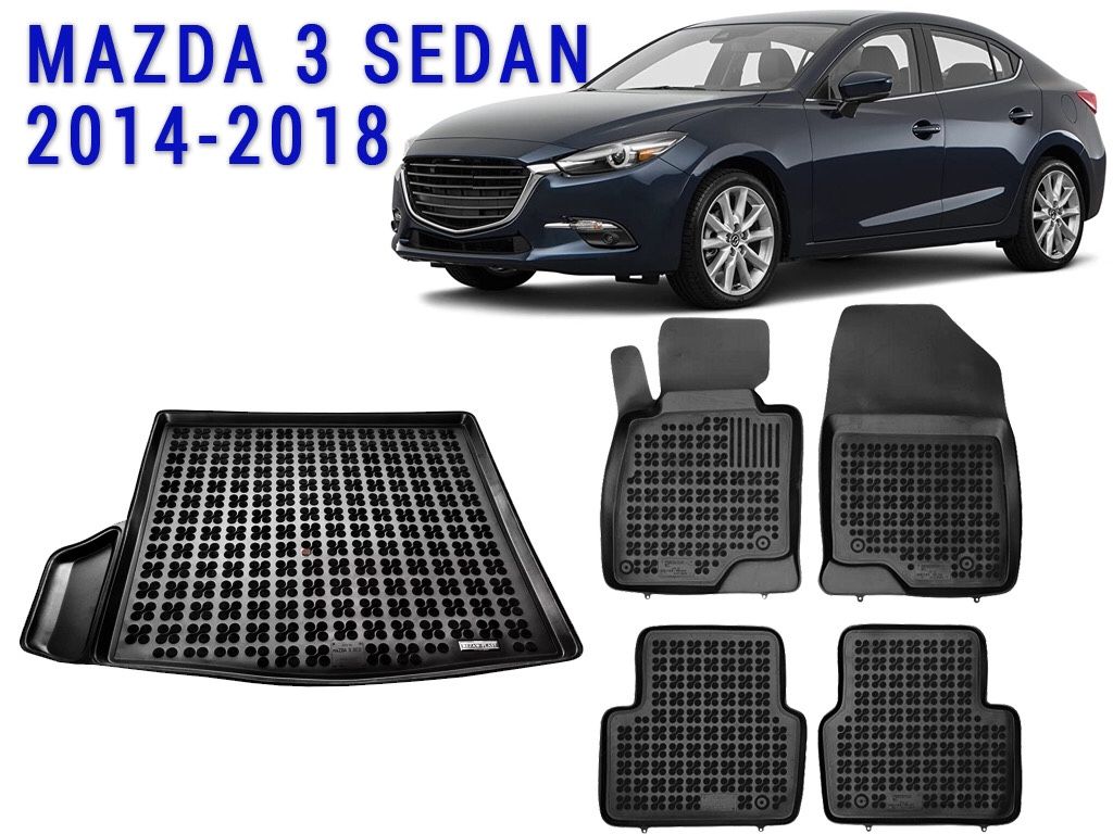 All weather floor mats trunk liner set for Mazda 3 sedan 2014-2018 custom fit