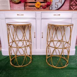 Gold High End Mirror End Tables Set