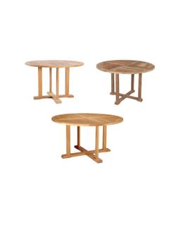 New round teak outdoor table, various sizes.