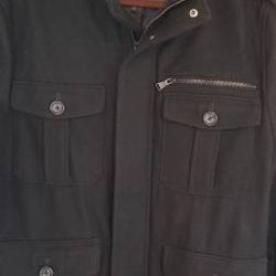 Mens L Express Wool Blend French Military Style Jacket 