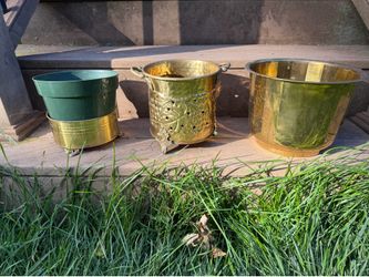 Vintage Brass-tone Planters - set of 3