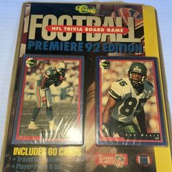 1992 Classic NFL Trivia Board Game Premiere Edition 60 Cards Factory Sealed