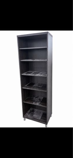 Tall Black Bookcase with 6 Shelves