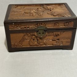 Vintage Hand Carved Camphor Wood Box