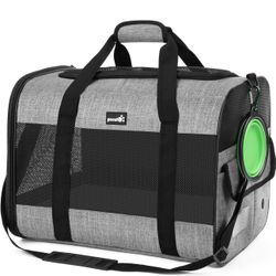 Pecute Large Cat dog Carrier Bag, Portable Pet Travel Handbag with Foldable Bowl, Breathable Mesh Fabric, Suitable for Long and Short Trips Travel Cam