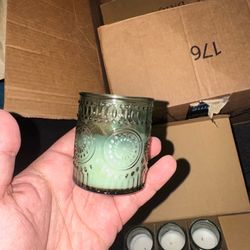 Green votive Wedding candles