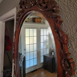 Antiques Large Beveled Glass Mirror 