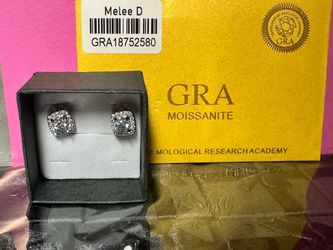 GRA Moissanite Cushion Halo Stud Earrings