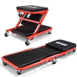 36 Inch 2 In 1 Rolling Folding Creeper Seat Mechanic Stool