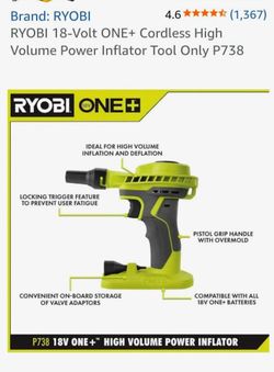 Ryobi One + 18v Power Inflator (High Volume)