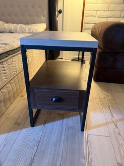 Industrial Nightstand with Drawer & Shelf