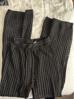Black Crochet Knit Beach Coverup Pants Women’s Small