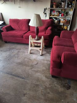 Sofa, Loveseat and Lamp.
