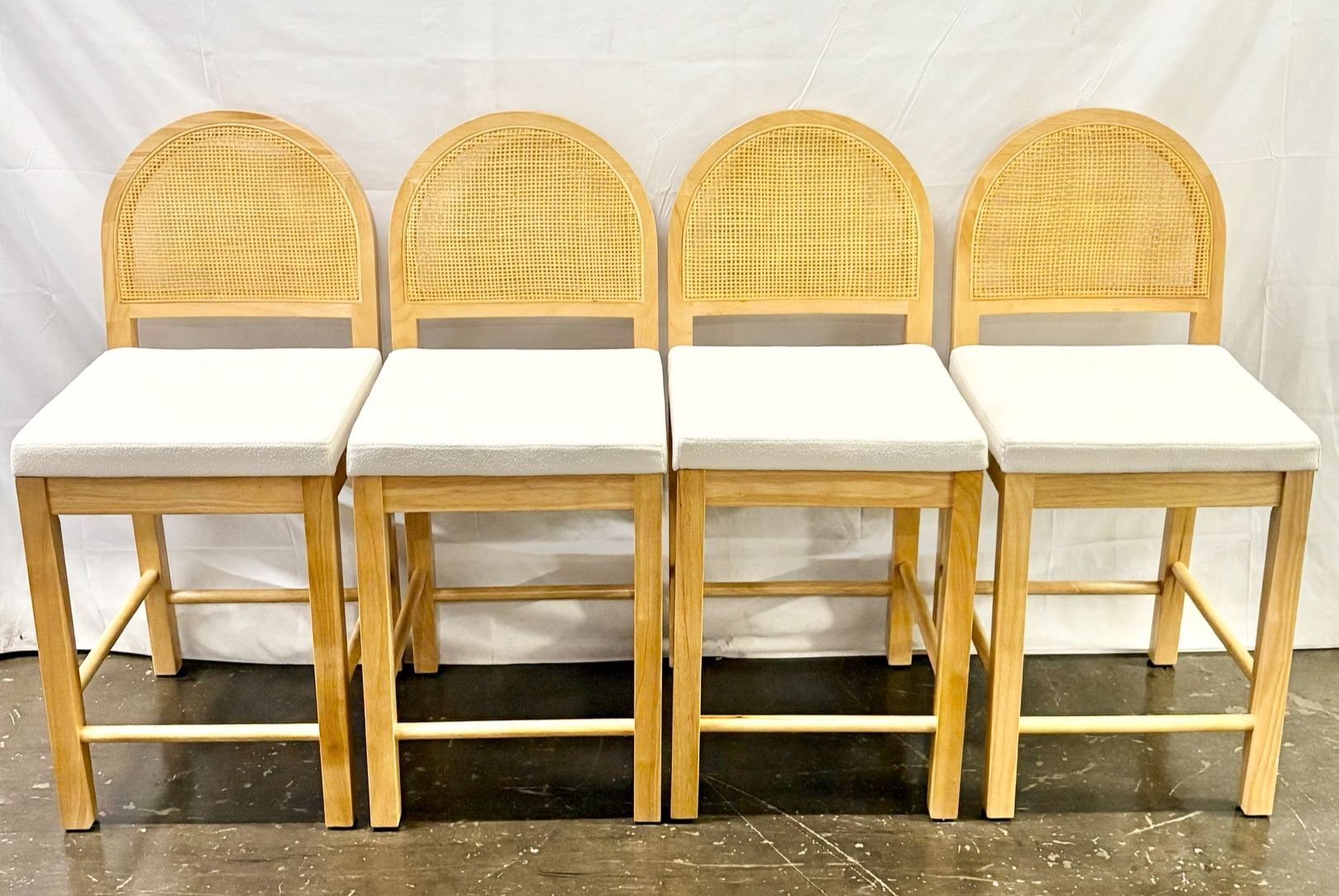 24” Counter Height Bar Stool , Solid Wood, Natural Rattan, Set of 4 *Free Delivery*