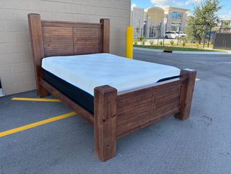 Rustic Solid Wood Queen Bed Frame