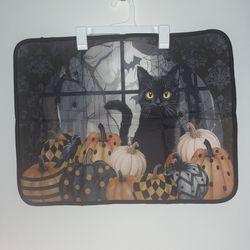 Halloween Cat and Pumpkin Mat New See Description Goth Spooky Season 23.25”x18”
