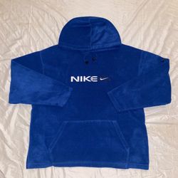 RARE! Vintage (VTG) Nike Spellout Sherpa Fleece Hoodie "Blue" - Size 2XL (XXL)
