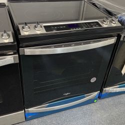 New Scratch And Dent Whirlpool 5 Burner Glass Top Slide In Stainless Steel Range. 1 Year Warranty 