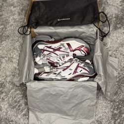 Balenciaga Runner Sneakers – White/Burgundy