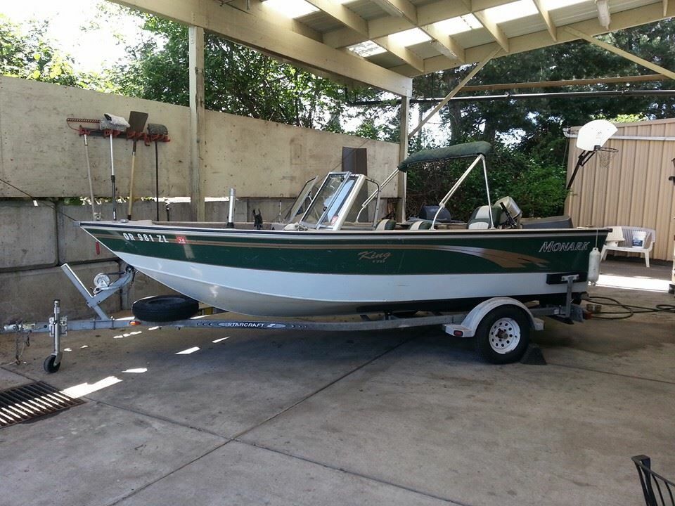 Monarch king 170 welded aluminum 115hp fishing boat