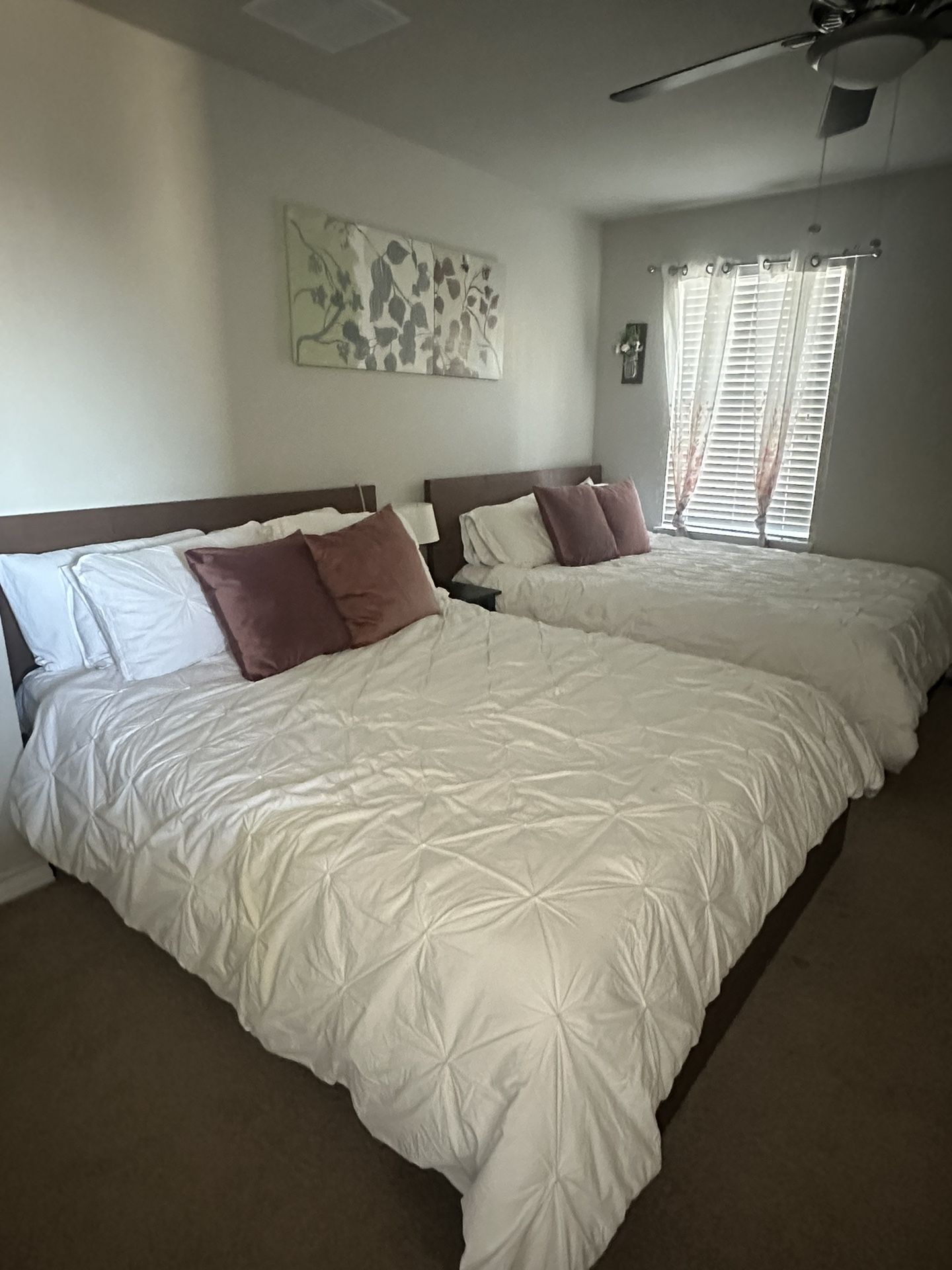 2 Queen bed frame with mattress available