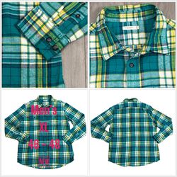 Men's Sonoma XL Soft Flannel Shirt Plaid Green Long Sleeve Button Front Pockets