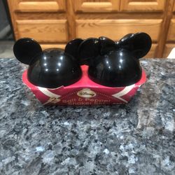 Disney Mickey And Minnie Mouse Black Ears Pair Of Salt And Pepper Shakers.  Brand New. In Original Packaging 