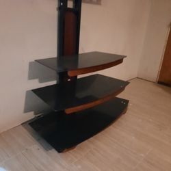 Tv Stand 3 Black Glass Shelves