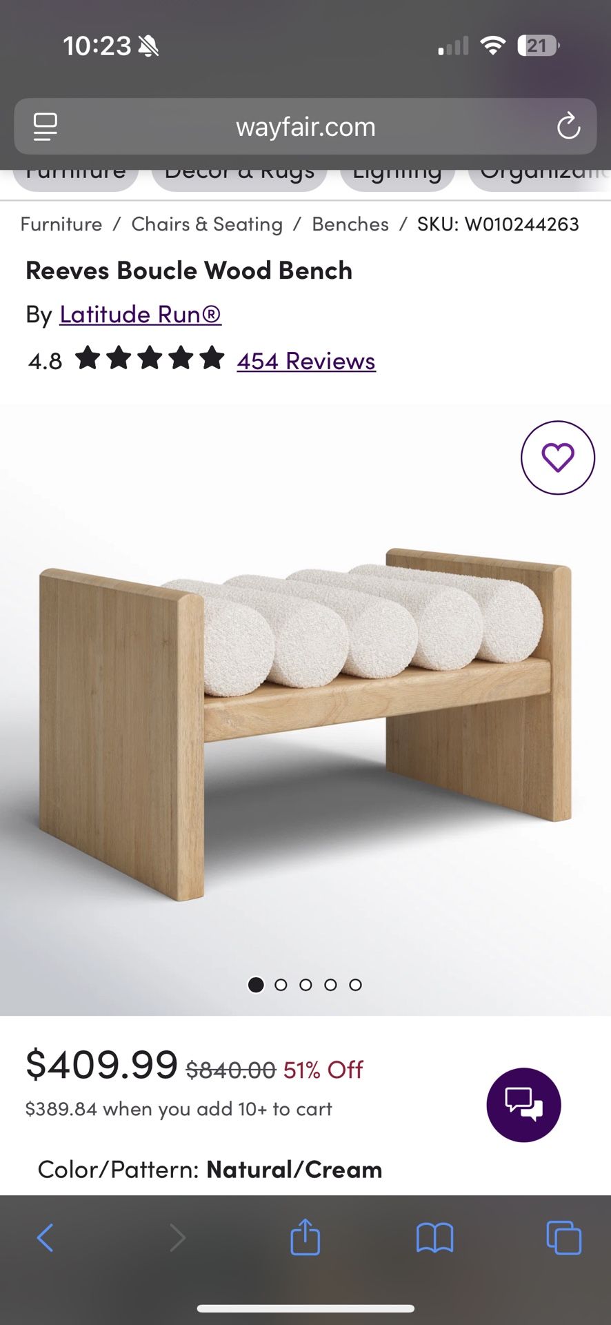 Wood Bench, Solid, New