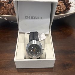 New Diesel Mega Chief Automatic Men’s Watch – Black Leather Strap – Box & Tag Included Mens Diesel Swiss Made Automatic Watch - Limited Edition DZRR01
