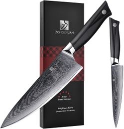 Damascus Kitchen Knife Set 2pc 8" Chef's Knife & 5" Utility Knife ~Very Sharp High Quality~