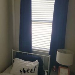 White Cordless Faux Wood Blinds for Windows with 2 in. Slats - 35 in. W x 64 in. L (Actual Size 34.5 in. W x 64 in. L) mint condition 3 months old pet