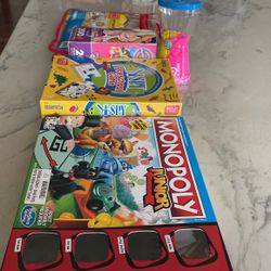 Children’s Games  Wooden Block Kit, I Spy, Disney Puzzel, Monopoly Jr