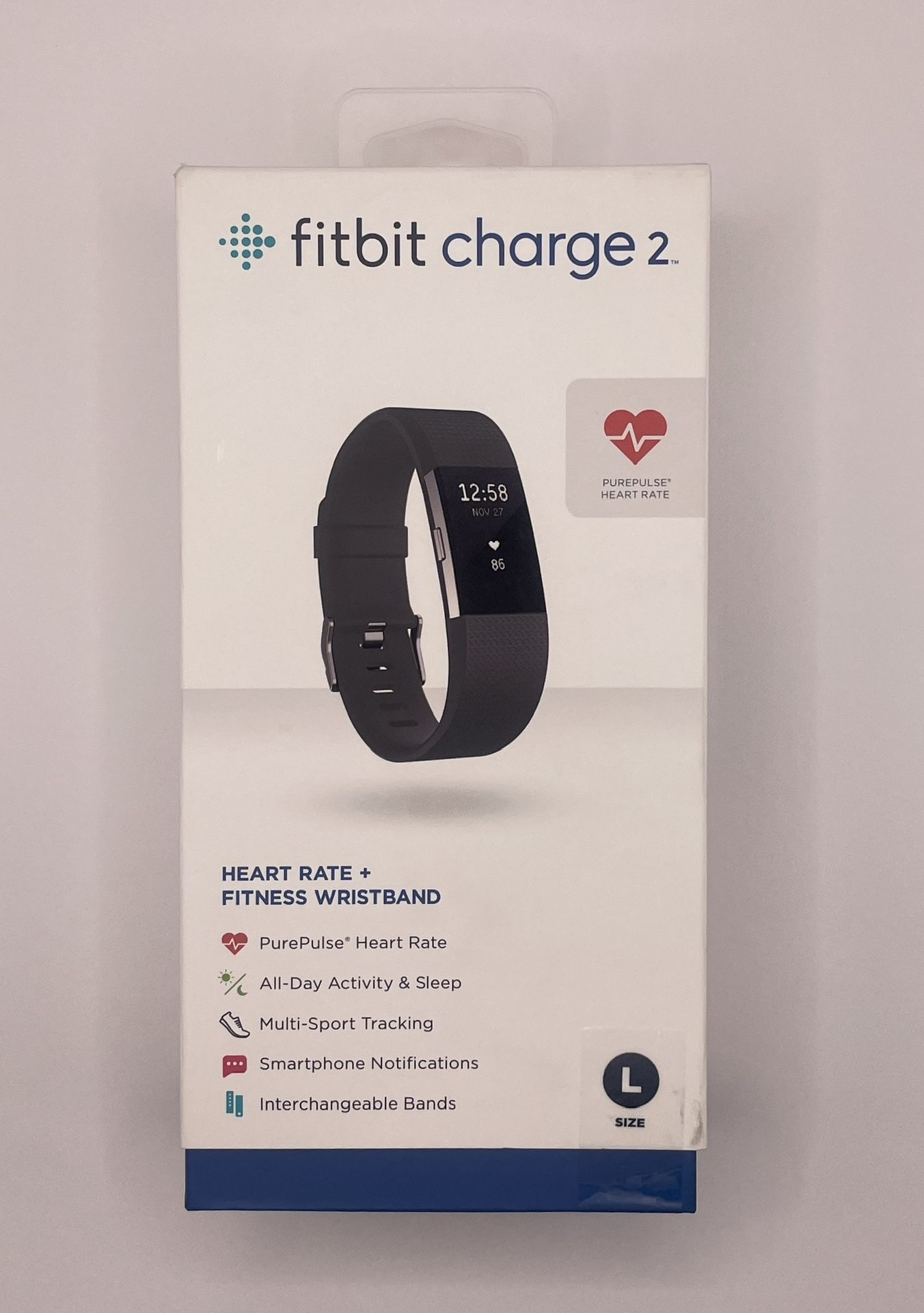 Fitbit Charge 2 Smart Watch Heart Pulse Rate Fitness Tracker Black Large Sealed