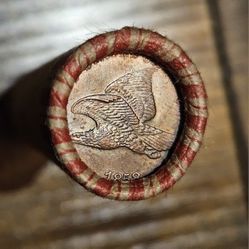 1858 Flying Eagle/1943-D Wheat Enders on Unsearched Roll of 50 Wheat Pennies
