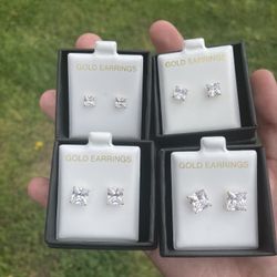 10k Cz Stone Earring Studs 